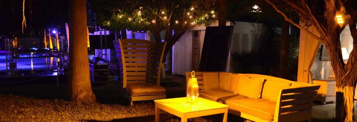 Professional Outdoor lighting design from private milestone celebration event in Miami